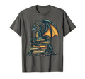 Book Lover Dragon Reading Fantasy T-Shirt - Fun Novelty Design Unisex - T-Shirt, Sweatshirt, Hoodie