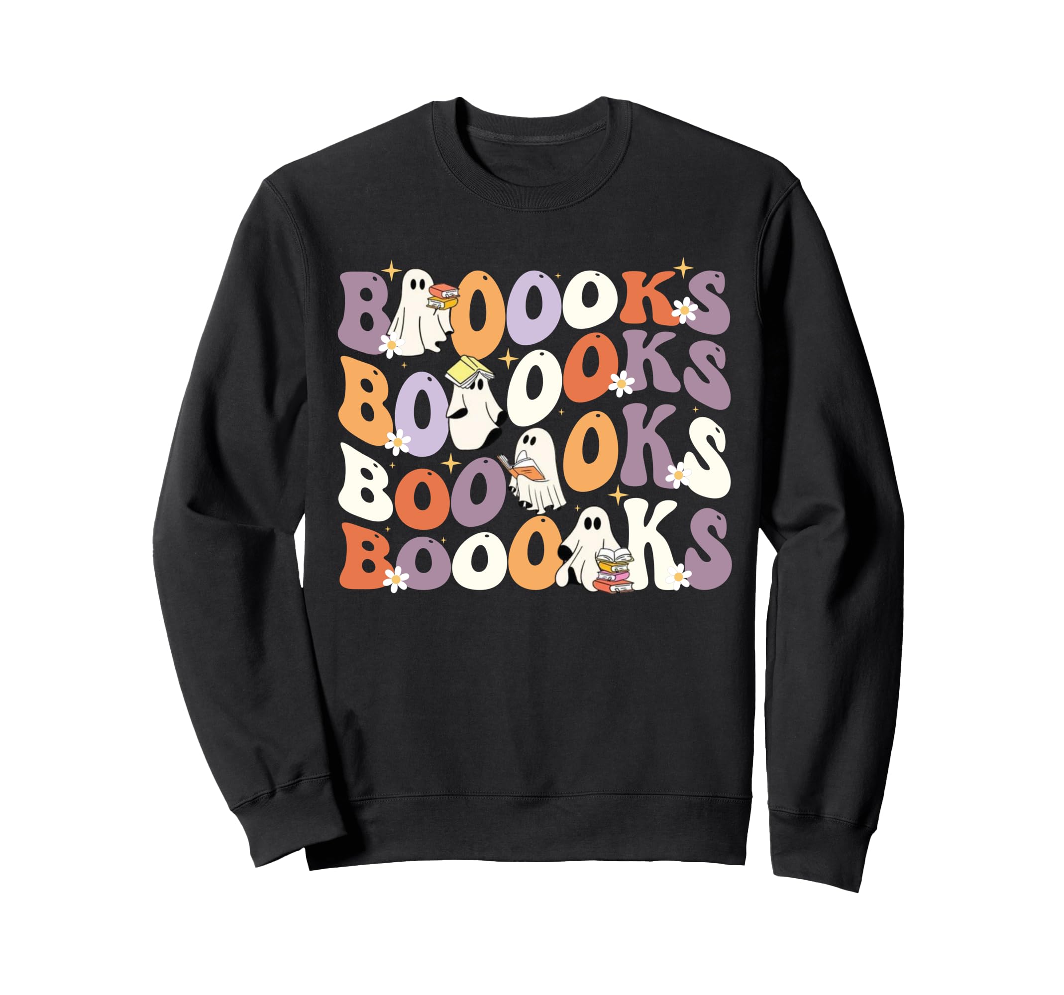 Groovy Ghost Reading Books Boooks Sweatshirt - Graphic Print Unisex - T-Shirt, Sweatshirt, Hoodie