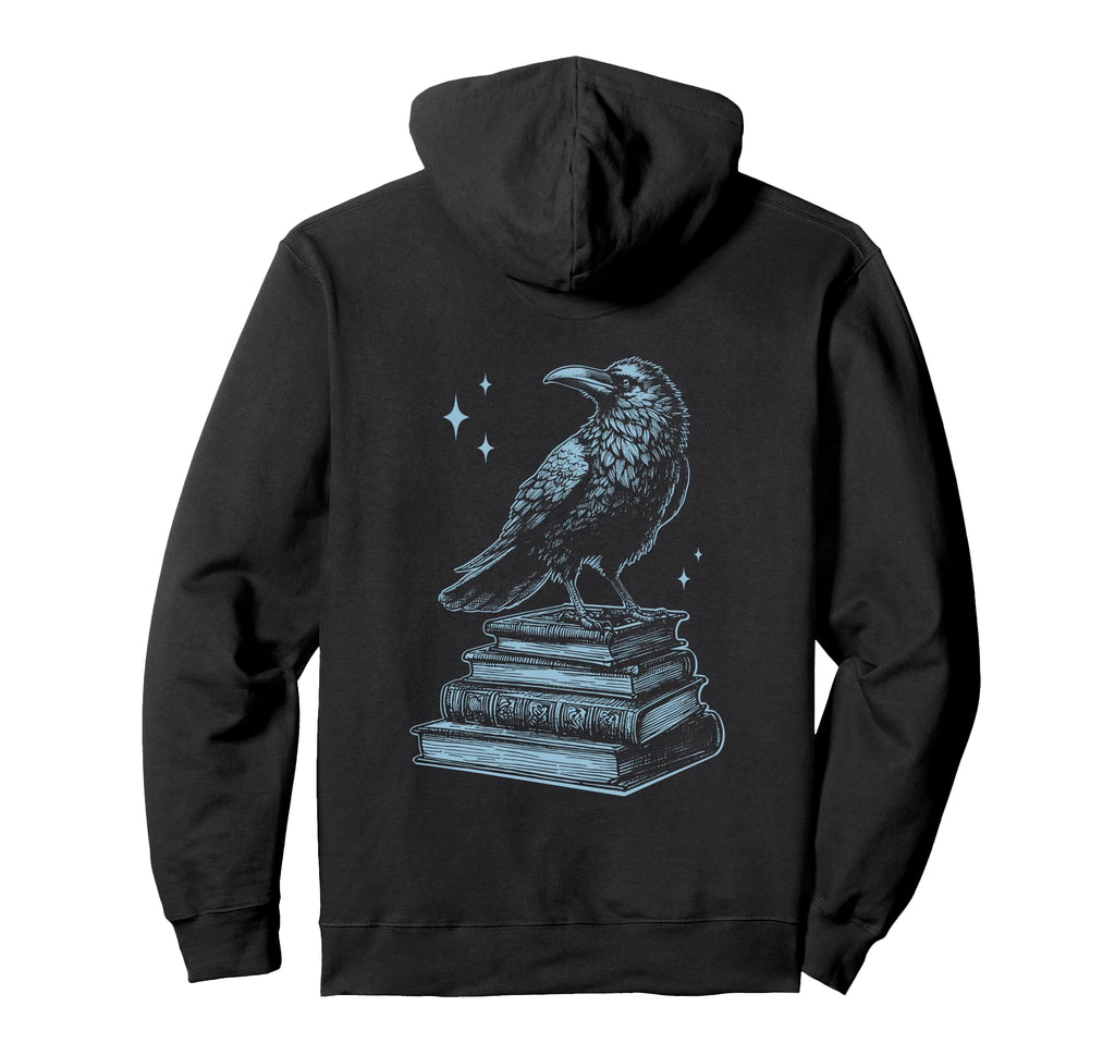 Raven Crow Gothic Literary Bird Hoodie - Minimalist Print for Adults - T-Shirt, Sweatshirt, Hoodie