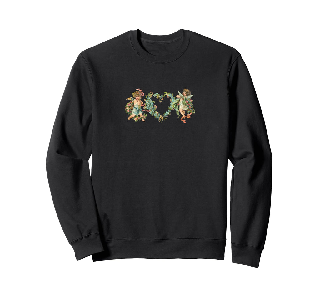 Cherubs Angels Heart Florals Sweatshirt - Aesthetic Graphic Men Women - T-Shirt, Sweatshirt, Hoodie