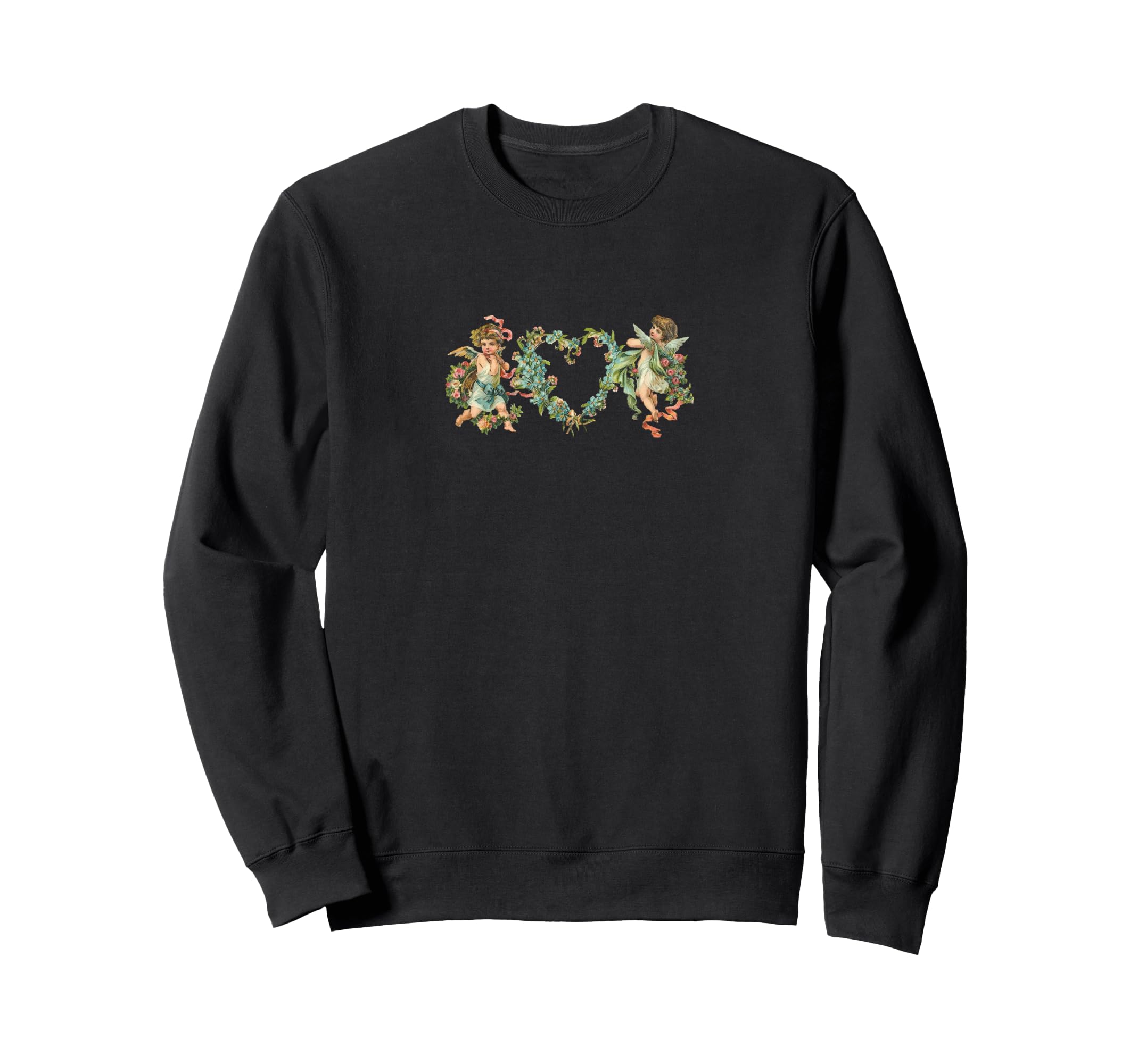 Cherubs Angels Heart Florals Sweatshirt - Aesthetic Graphic Men Women - T-Shirt, Sweatshirt, Hoodie