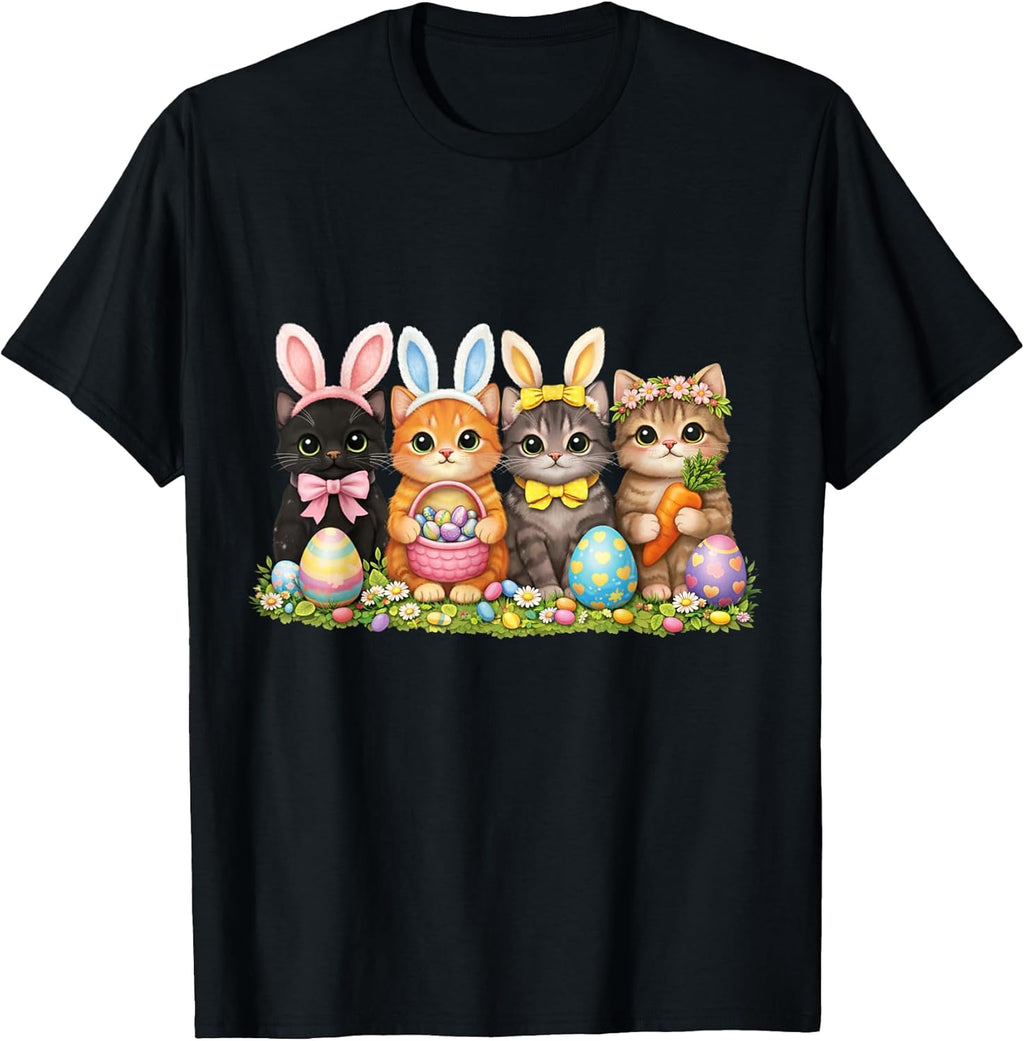 Cute Funny Easter Spring Holiday Cat Mom Dad Lover Unisex T-shirt, Sweatshirt, Hoodie, Long Sleeve Tee - T-Shirt, Sweatshirt, Hoodie