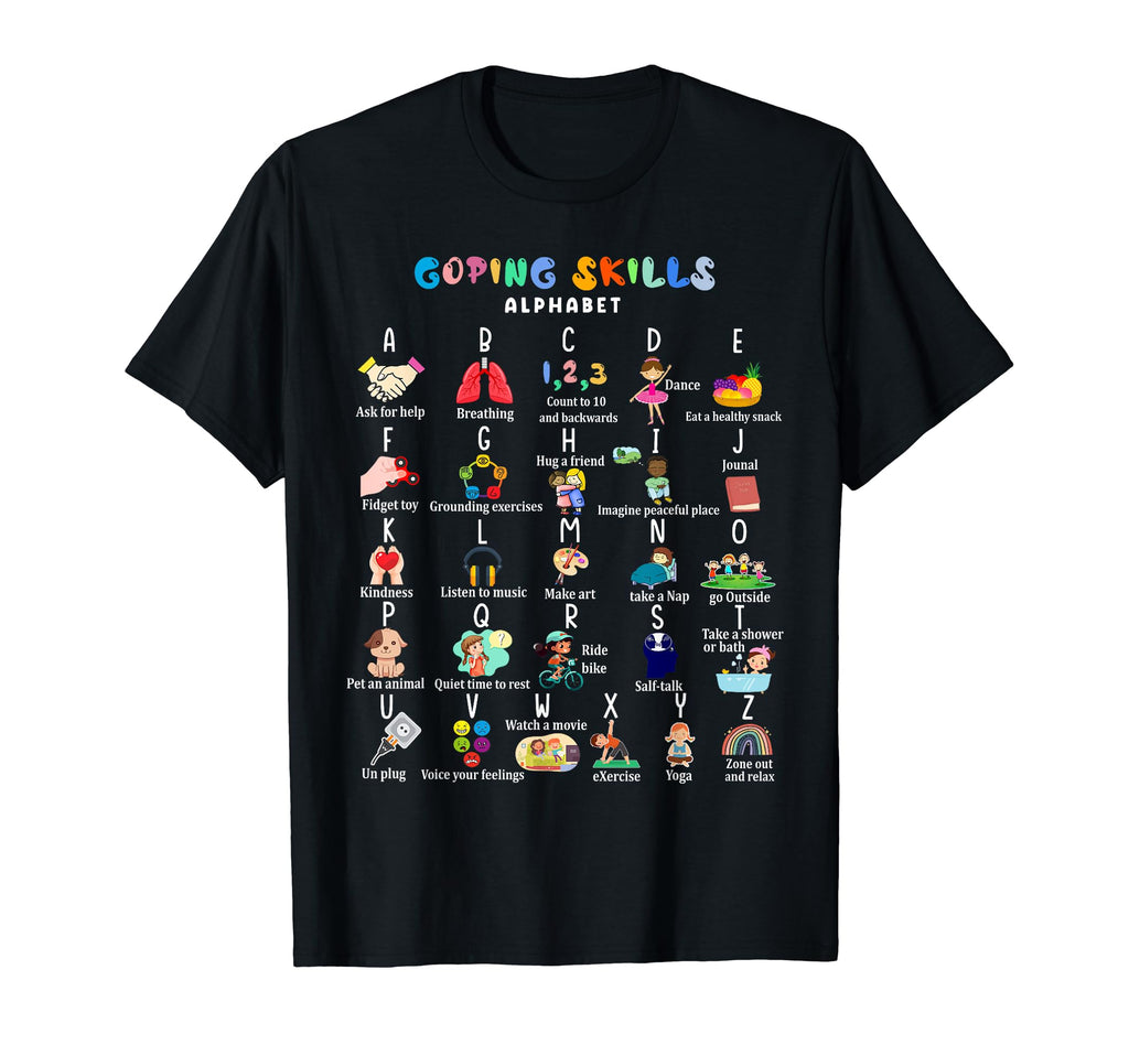 Abc Coping Skills Alphabet Self Care T-Shirt - Custom Art Print for Adults - T-Shirt, Sweatshirt, Hoodie