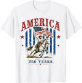 America 250th Anniversary Western Patriotic 4th of July T-Shirt Unisex T-shirt, Sweatshirt, Hoodie, Long Sleeve Tee - T-Shirt, Sweatshirt, Hoodie