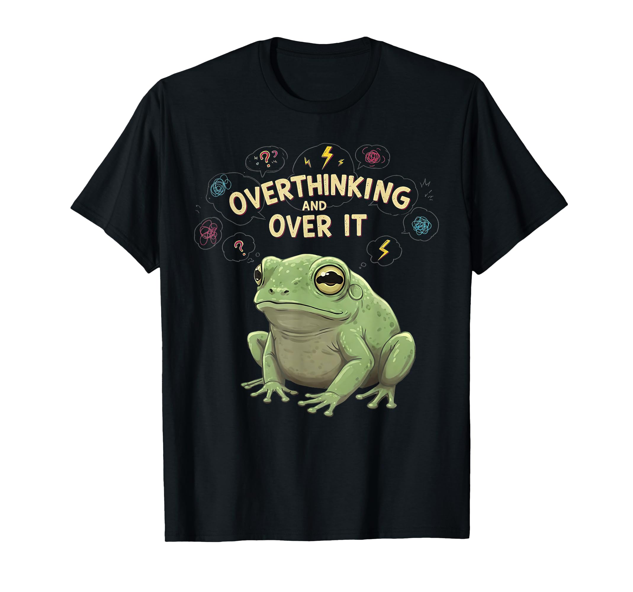 Funny Tired Frog Meme Overthinker T-Shirt - Minimalist Print for Adults - T-Shirt, Sweatshirt, Hoodie