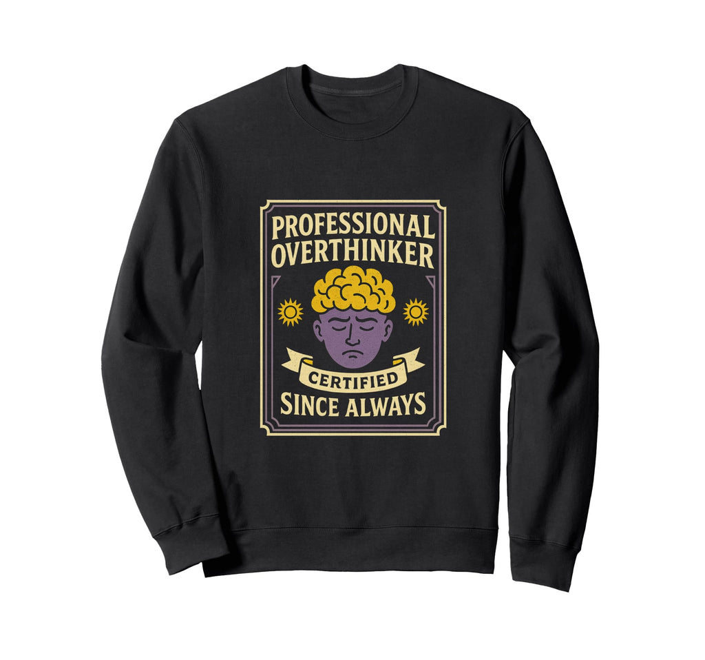 Professional Overthinker Certified Sweatshirt - Custom Art Print Men Women - T-Shirt, Sweatshirt, Hoodie