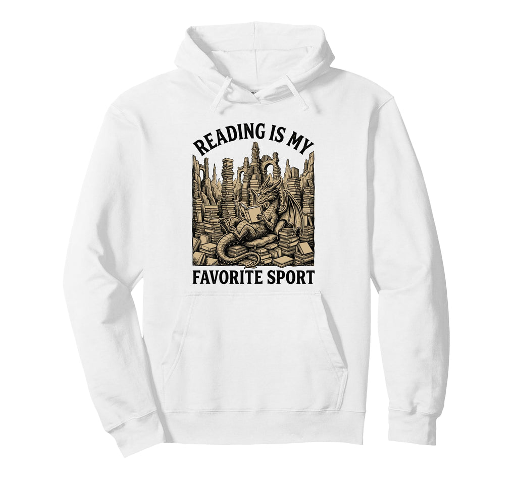 Reading Is My Favorite Sport Dragon Book Hoodie - Aesthetic Graphic Unisex - T-Shirt, Sweatshirt, Hoodie