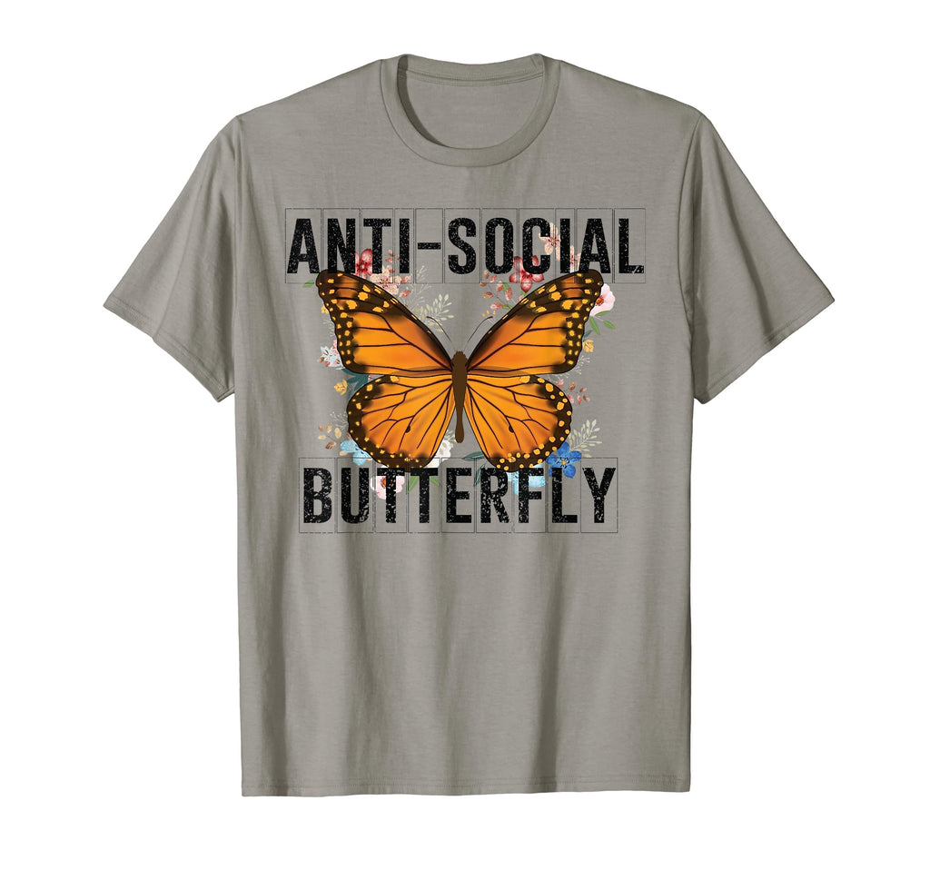 Anti Social Butterfly Funny Butterfly T-Shirt - Novelty Apparel for Adults - T-Shirt, Sweatshirt, Hoodie
