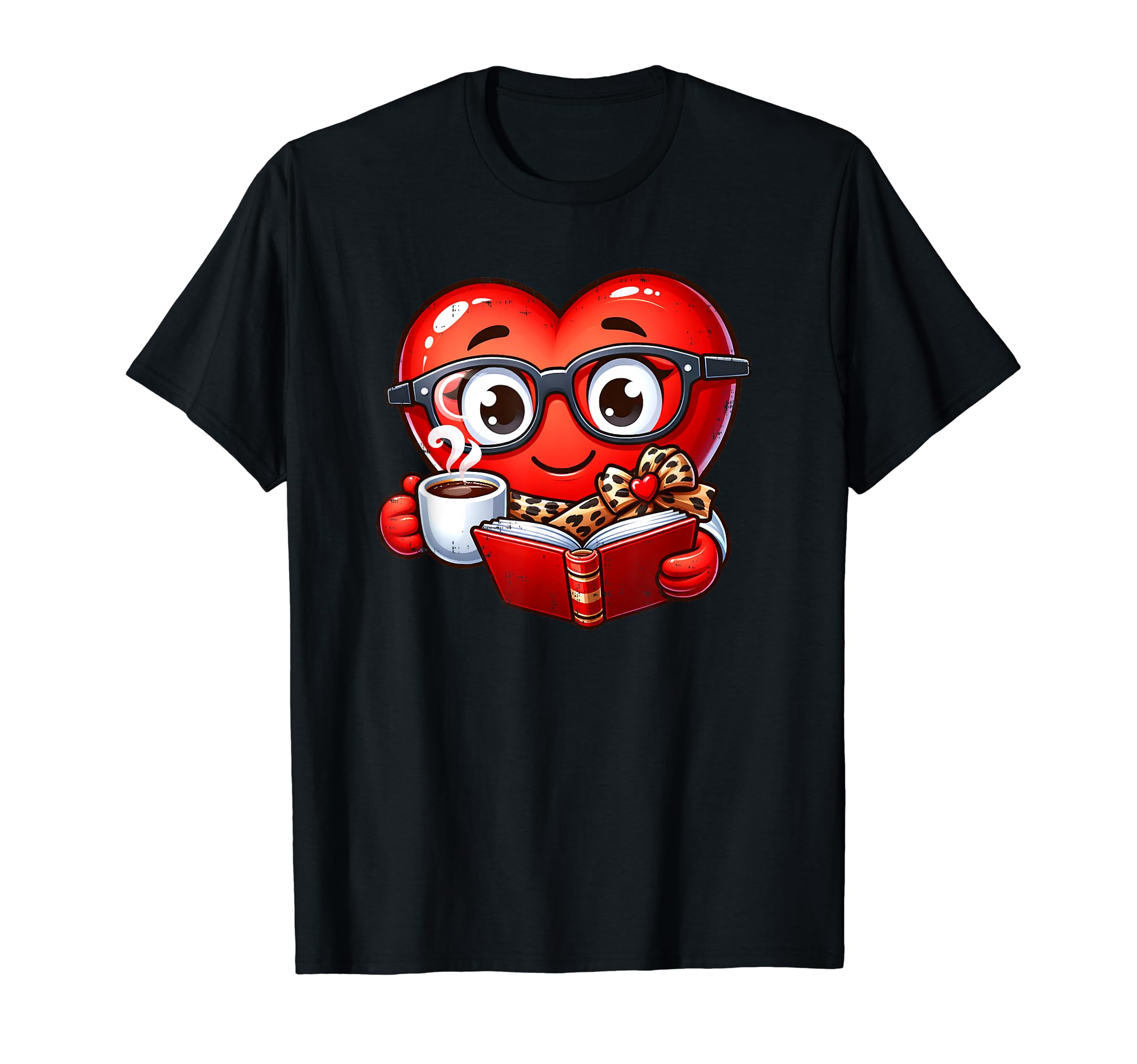 Funny Book Valentines Heart Coffee T-Shirt - Custom Art Print Men Women - T-Shirt, Sweatshirt, Hoodie