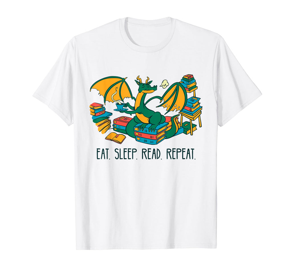 Dragon Pile Books Eat Sleep Read Sweatshirt - Unique Graphic Men Women - T-Shirt, Sweatshirt, Hoodie