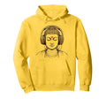 Buddha Wearing Headphones Gym Yoga Hoodie - Custom Art Print Men Women - T-Shirt, Sweatshirt, Hoodie