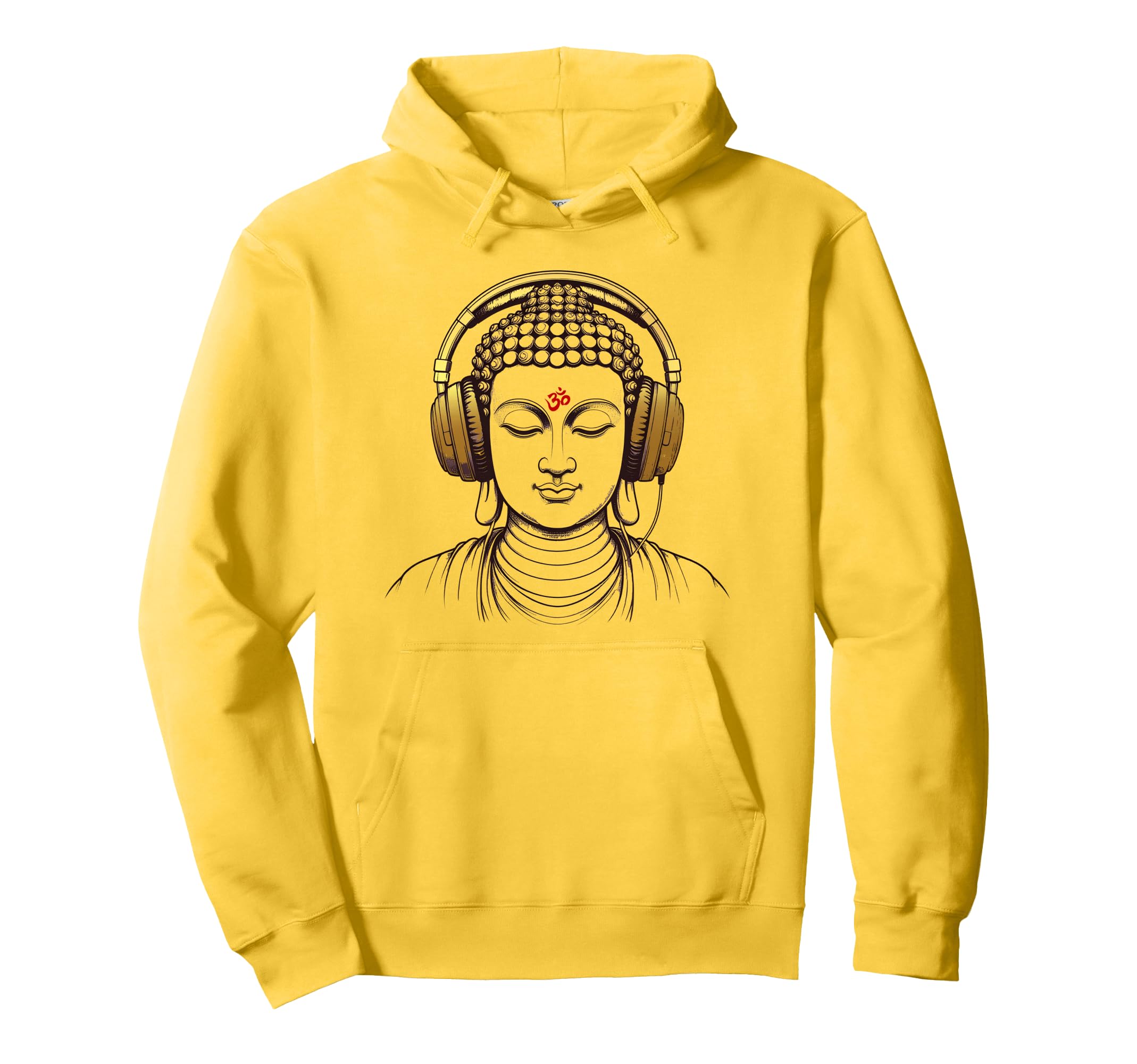 Buddha Wearing Headphones Gym Yoga Hoodie - Custom Art Print Men Women - T-Shirt, Sweatshirt, Hoodie