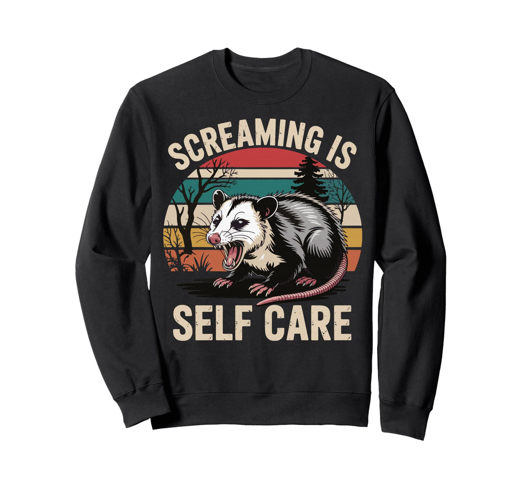 Opossum Therapeutic Screaming Sweatshirt - Minimalist Print for Adults - T-Shirt, Sweatshirt, Hoodie