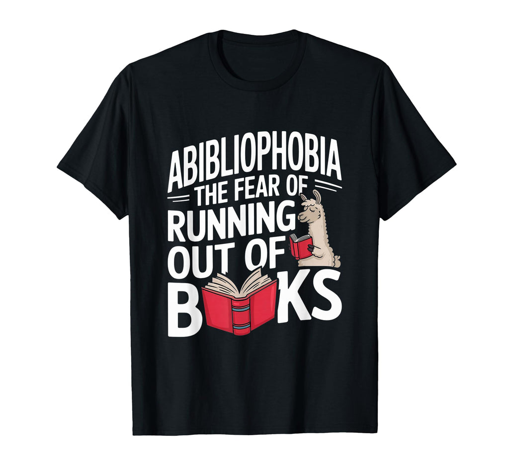 Abibliophobia Funny Llama Reading T-Shirt - Minimalist Print Men Women - T-Shirt, Sweatshirt, Hoodie
