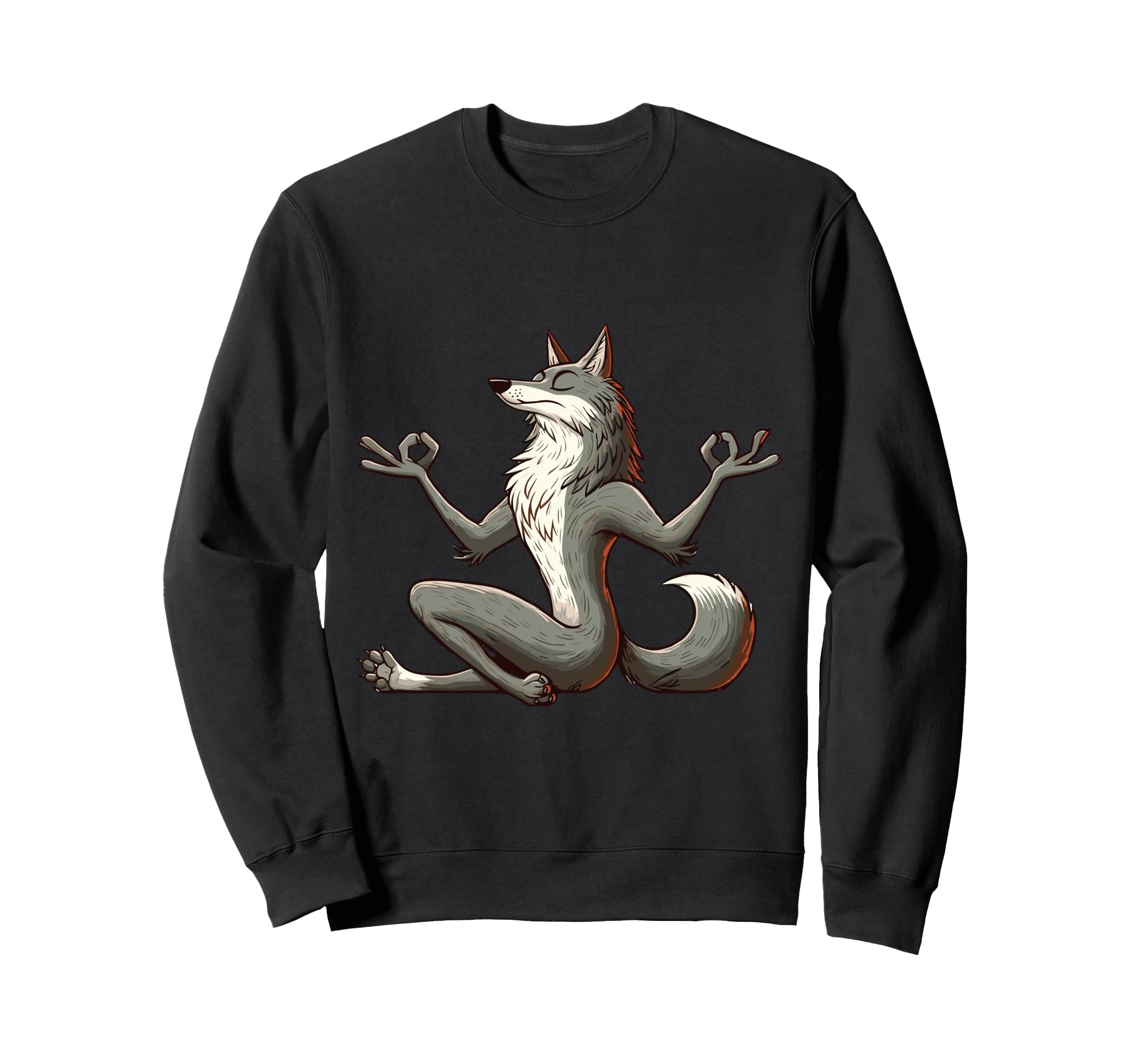 Meditation Wolf Yoga Pose Sweatshirt - Casual Everyday Wear Unisex - T-Shirt, Sweatshirt, Hoodie