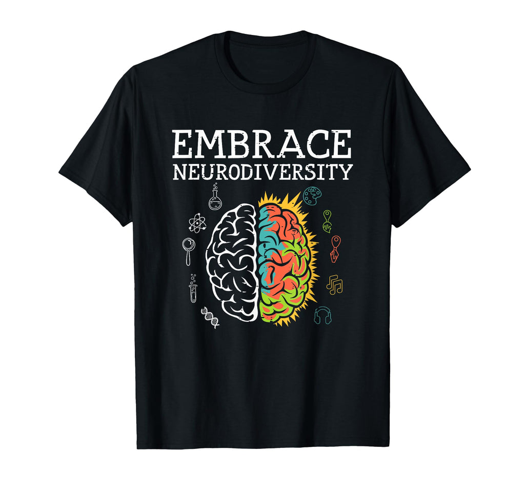 Embrace Neurodiversity Brain Autism T-Shirt - Minimalist Print for Adults - T-Shirt, Sweatshirt, Hoodie