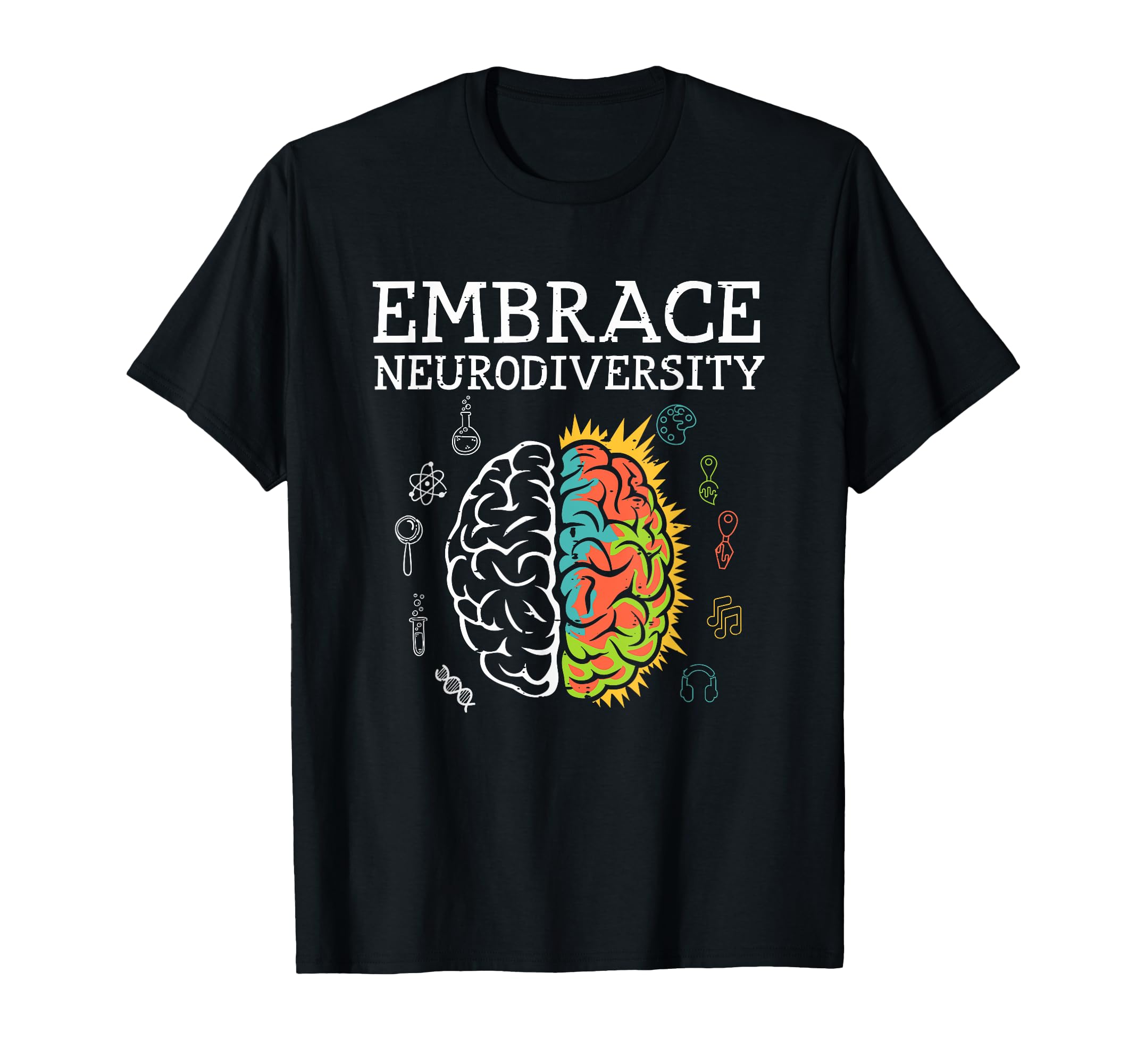 Embrace Neurodiversity Brain Autism T-Shirt - Minimalist Print for Adults - T-Shirt, Sweatshirt, Hoodie