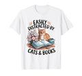 Easily Distracted Cats And Books T-Shirt - Custom Art Print Men Women - T-Shirt, Sweatshirt, Hoodie