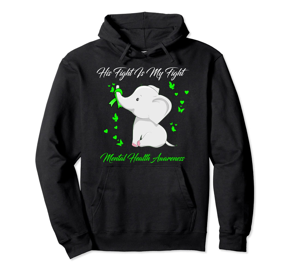 Elephant His Fight Is My Fight Hoodie - Fun Novelty Design for Adults - T-Shirt, Sweatshirt, Hoodie