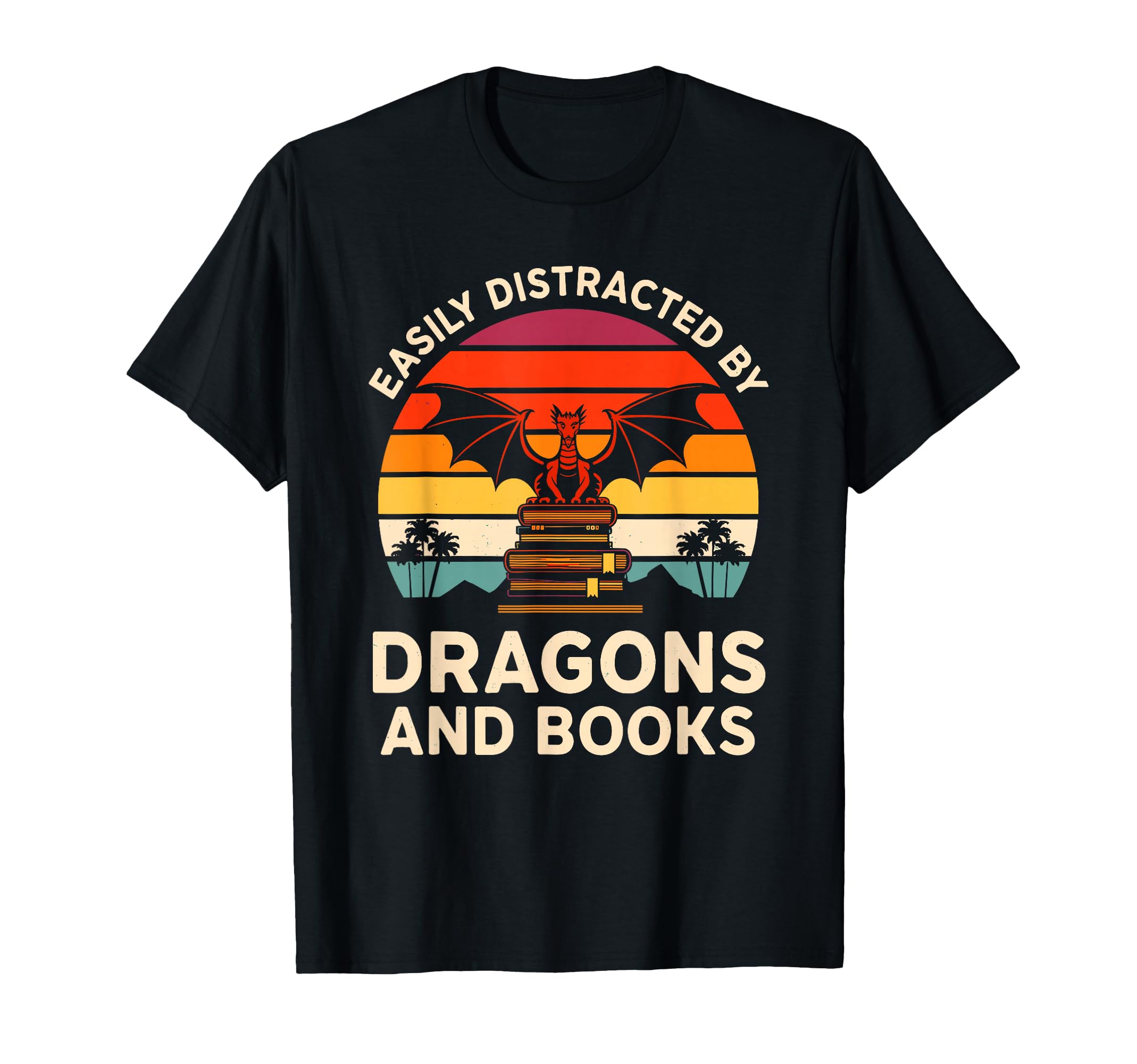 Easily Distracted Dragons And Books T-Shirt - Aesthetic Graphic for Adults - T-Shirt, Sweatshirt, Hoodie