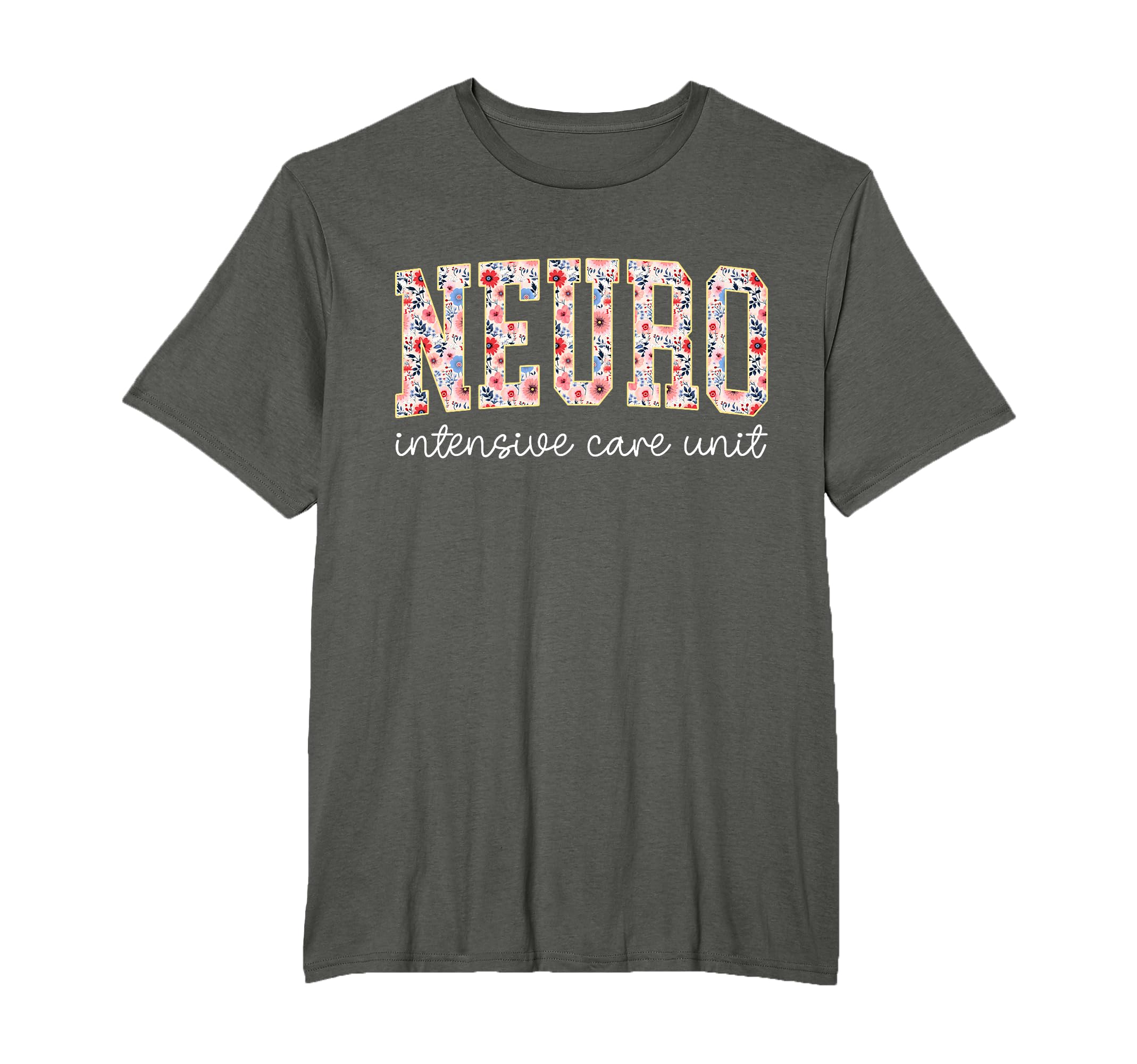 Floral Neuro Icu Nurse Brain T-Shirt - Custom Art Print for Adults - T-Shirt, Sweatshirt, Hoodie
