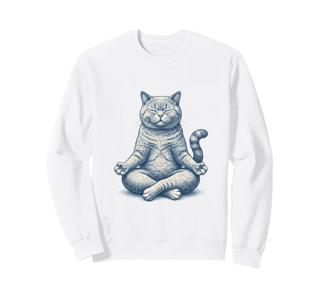 Meditating British Shorthair Cat Zen Sweatshirt - Graphic Print Men Women - T-Shirt, Sweatshirt, Hoodie