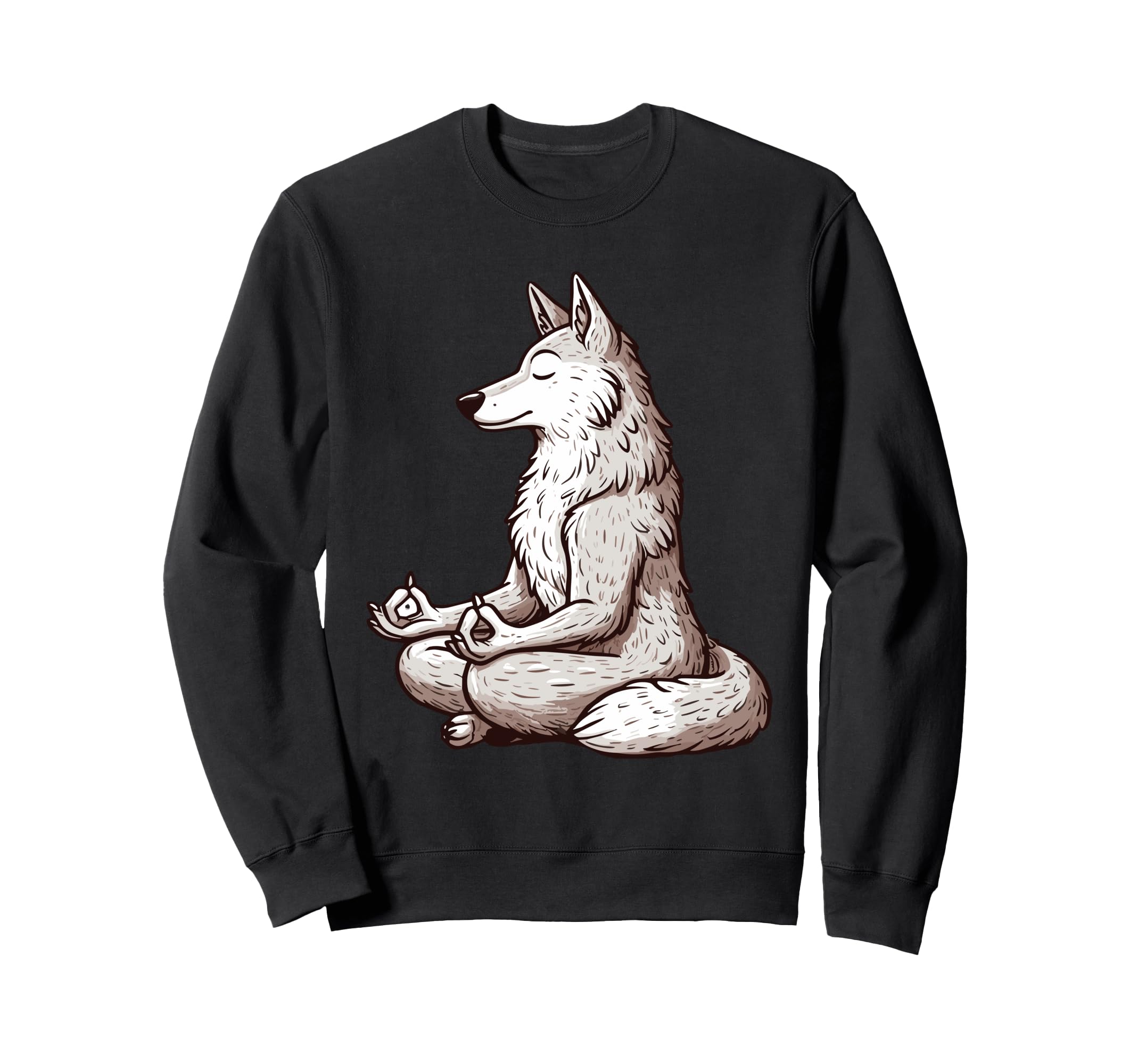 Meditation Wolf Yoga Pose Relaxing Sweatshirt - Aesthetic Graphic Unisex - T-Shirt, Sweatshirt, Hoodie