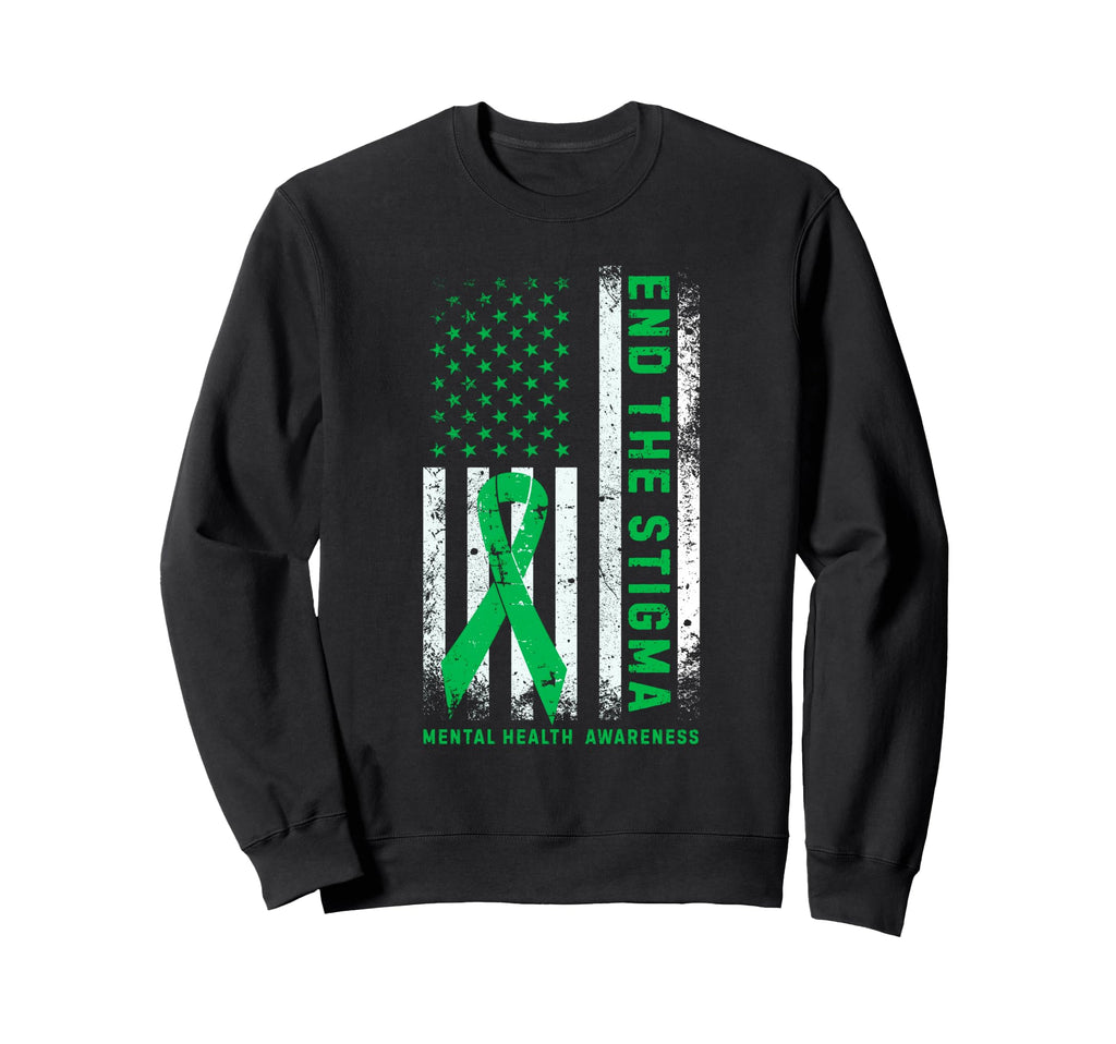 End Stigma Mental Health Awareness Sweatshirt - Minimalist Print Men Women - T-Shirt, Sweatshirt, Hoodie