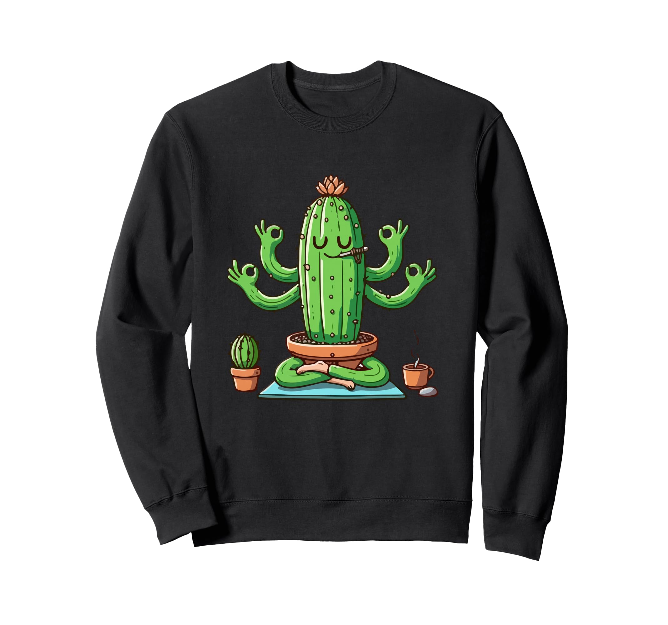 Meditation Cactus Yoga Pose Relaxing Sweatshirt - Custom Art Print Unisex - T-Shirt, Sweatshirt, Hoodie