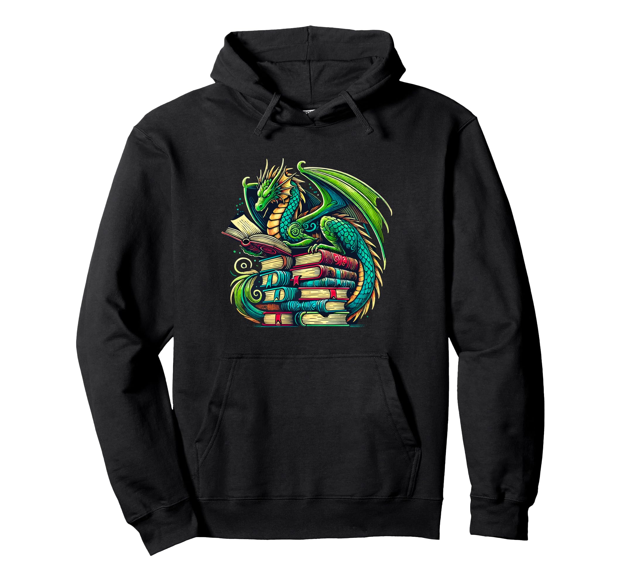 Book Dragon Reading Lover Hoodie - Streetwear Style Unisex - T-Shirt, Sweatshirt, Hoodie