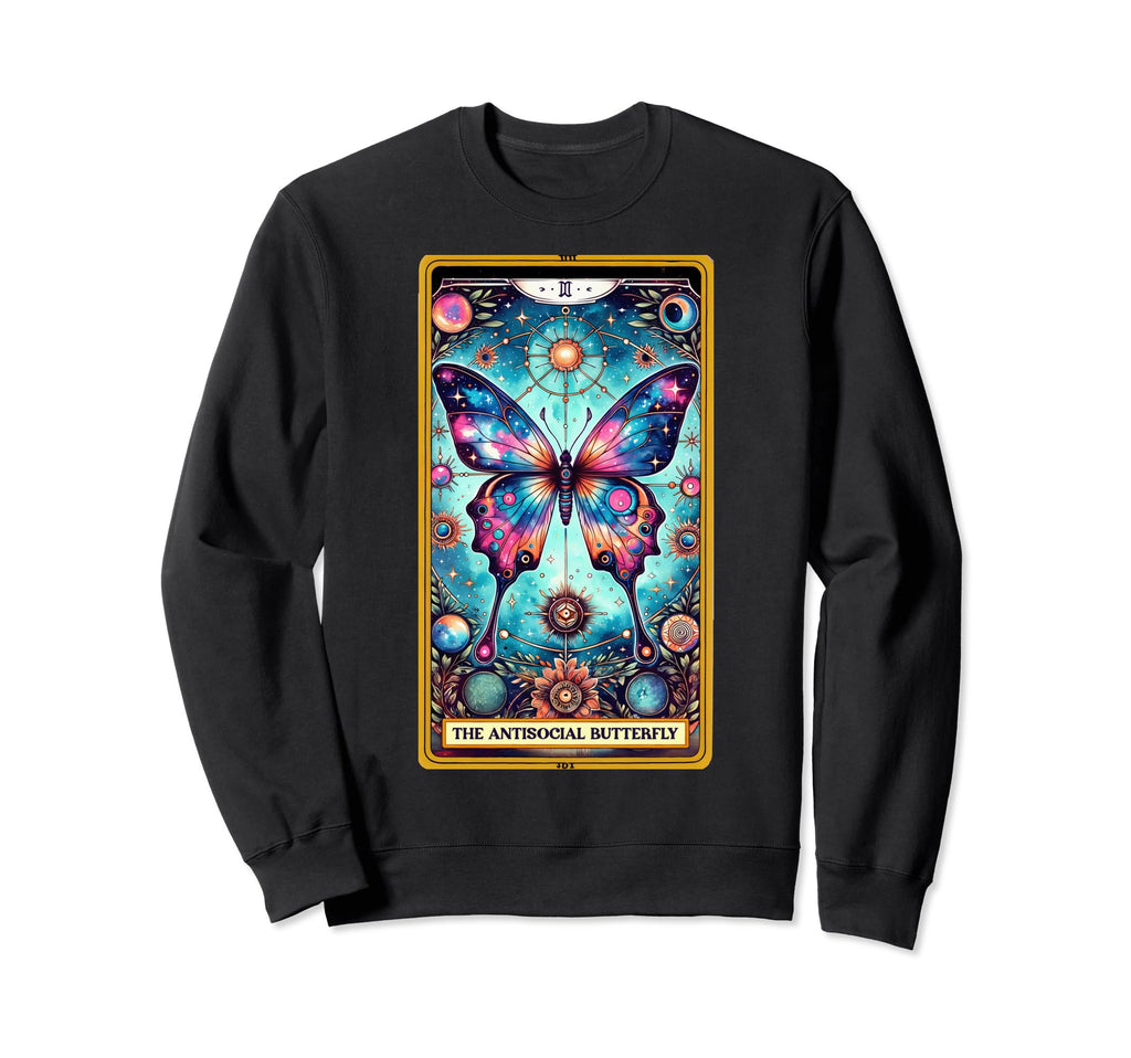 Anti Social Butterfly Tarot Card Sweatshirt - Minimalist Print Men Women - T-Shirt, Sweatshirt, Hoodie