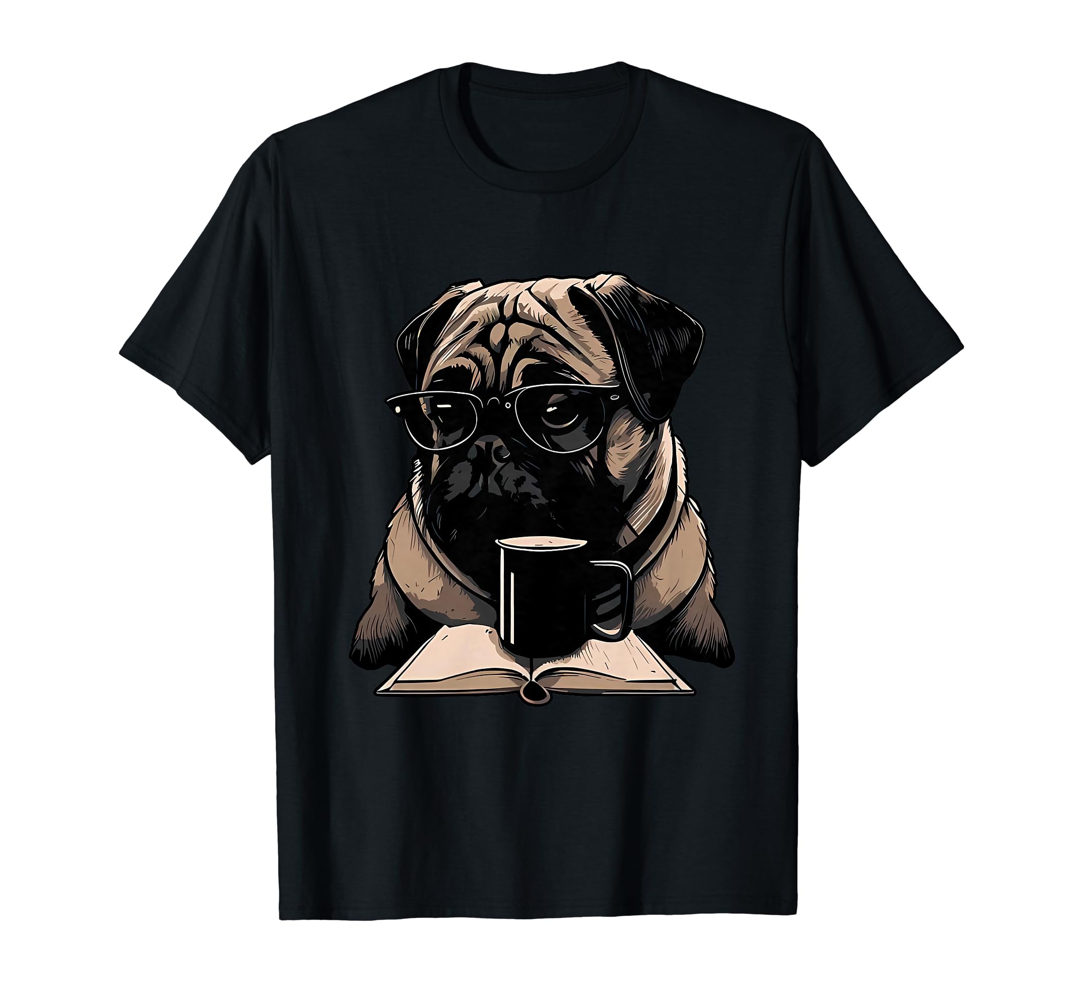 Funny Dog Bookworm Reading Book Coffee T-Shirt - Trendy Graphic for Adults - T-Shirt, Sweatshirt, Hoodie