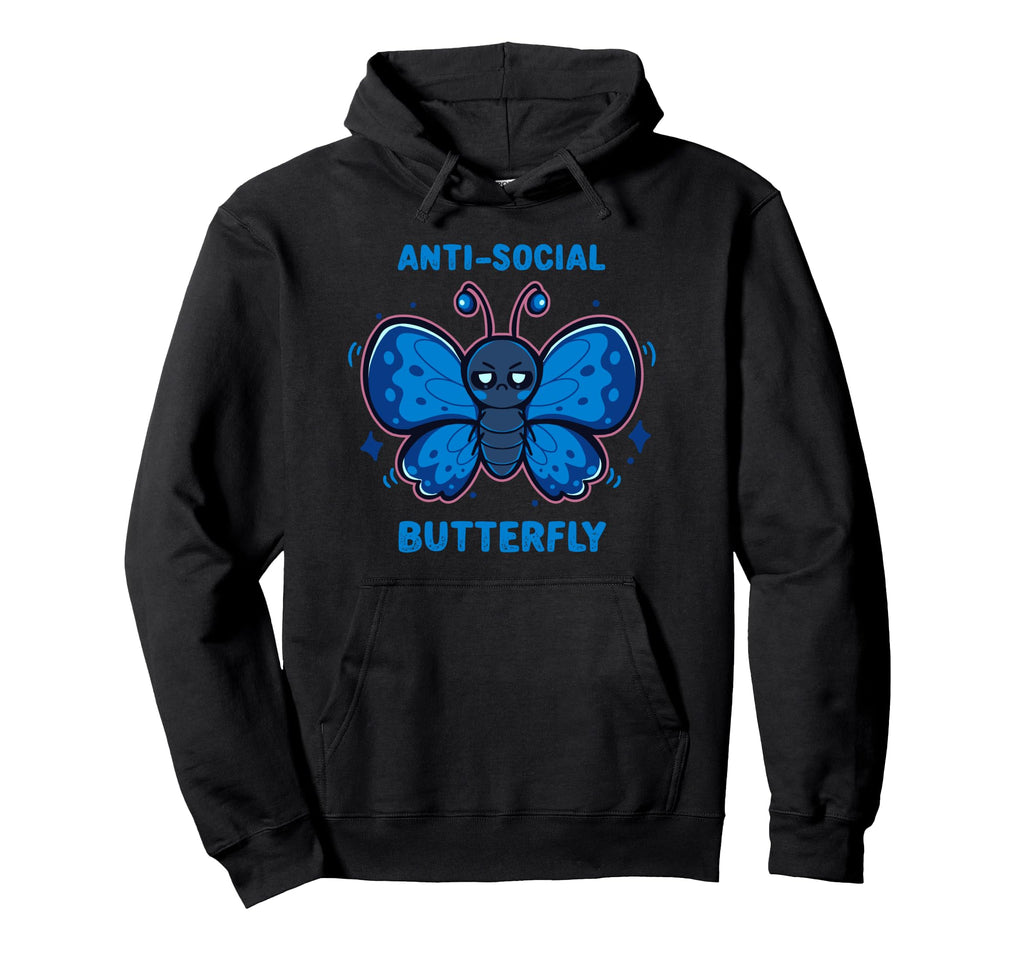 Anti Social Butterfly Hoodie - Custom Art Print for Adults - T-Shirt, Sweatshirt, Hoodie