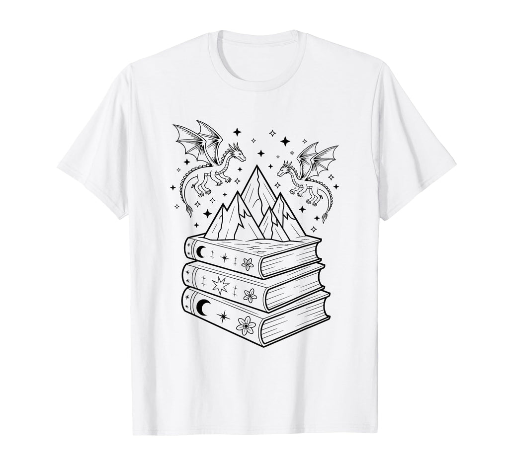 Stack Books And Dragons Bookworm Fantasy T-Shirt - Graphic Print Men Women - T-Shirt, Sweatshirt, Hoodie