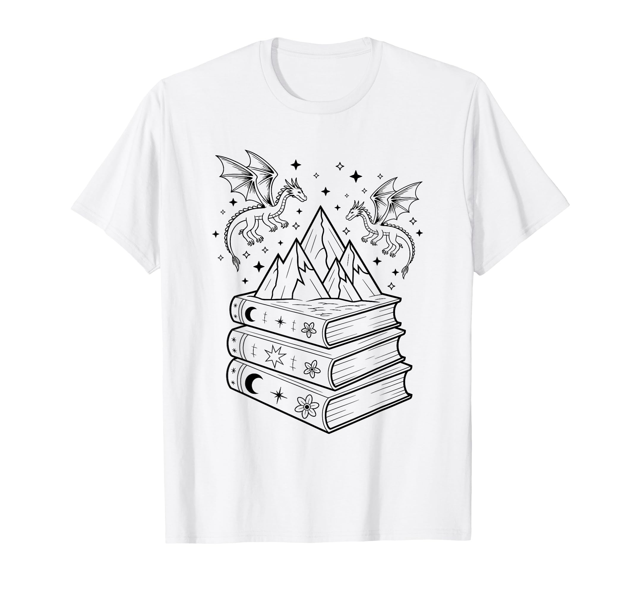Stack Books And Dragons Bookworm Fantasy T-Shirt - Graphic Print Men Women - T-Shirt, Sweatshirt, Hoodie