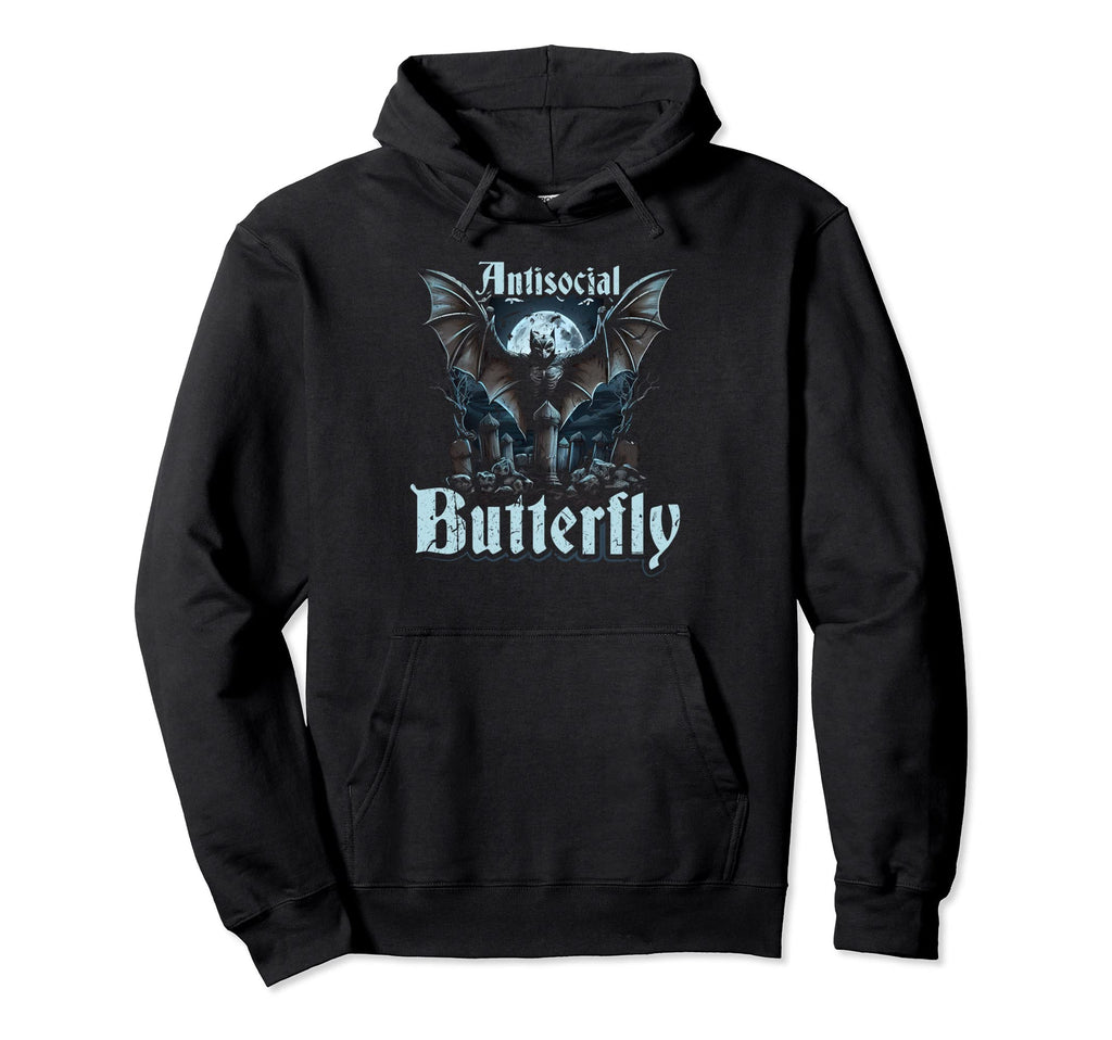 Antisocial Butterfly Gothic Hoodie - Casual Everyday Wear Unisex - T-Shirt, Sweatshirt, Hoodie
