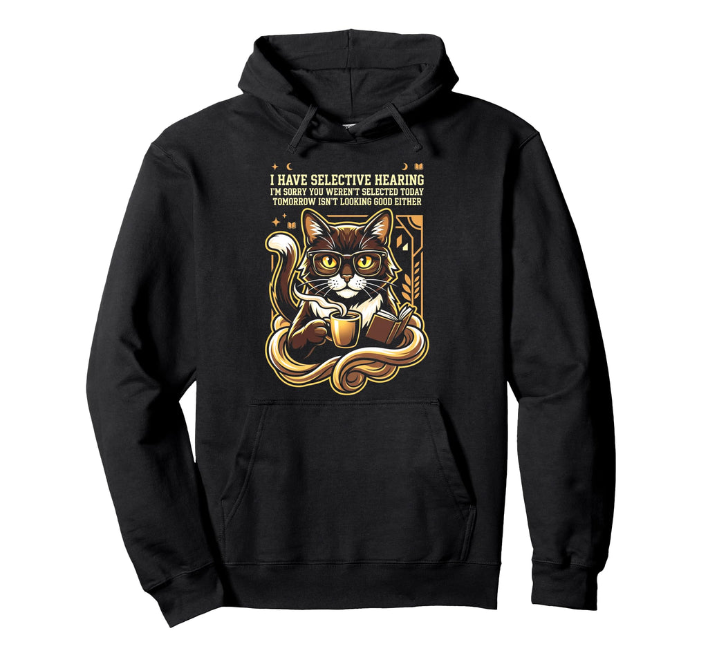 Funny Sarcastic Cat Coffee Reader Hoodie - Casual Everyday Wear for Adults - T-Shirt, Sweatshirt, Hoodie