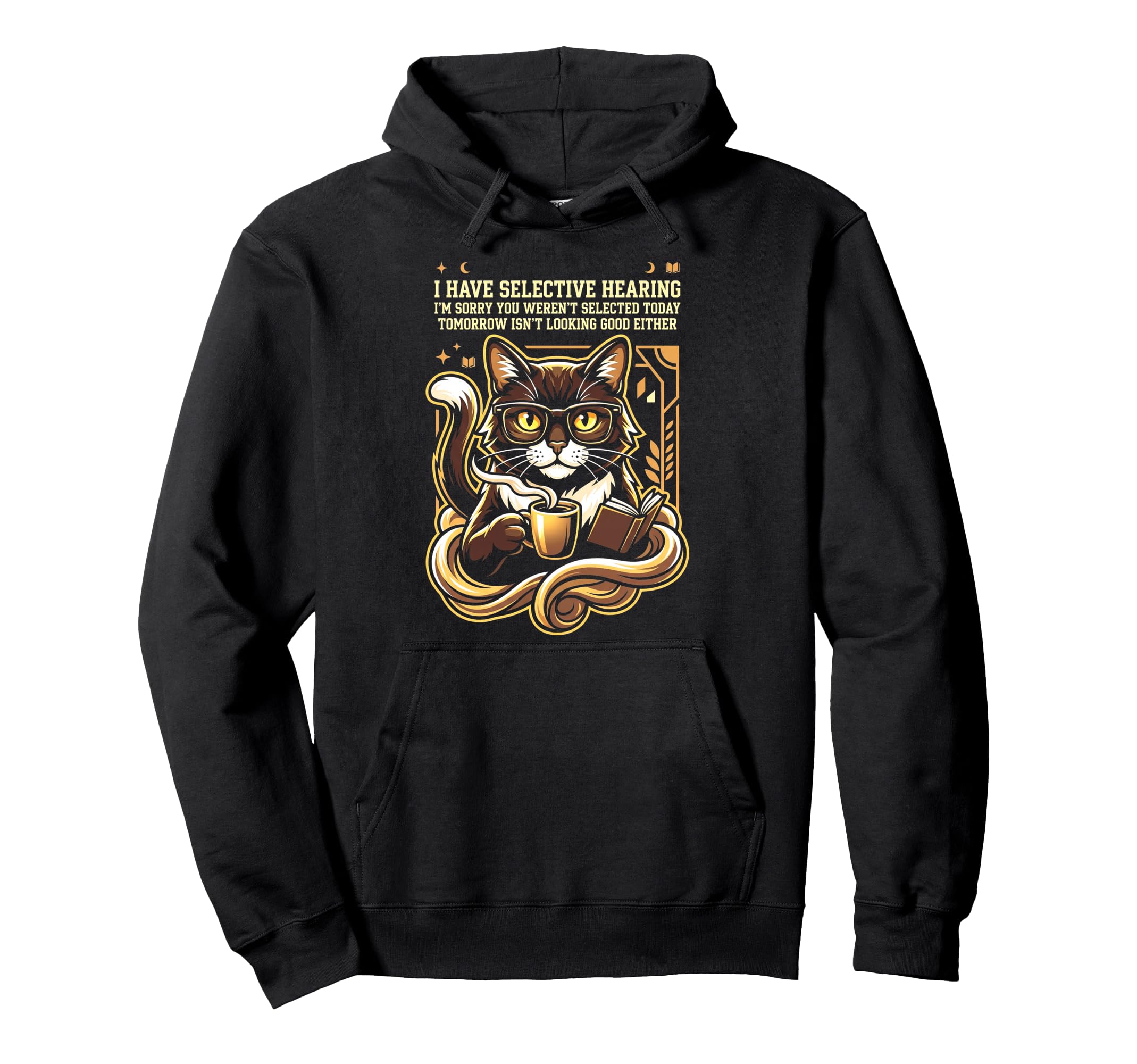 Funny Sarcastic Cat Coffee Reader Hoodie - Casual Everyday Wear for Adults - T-Shirt, Sweatshirt, Hoodie