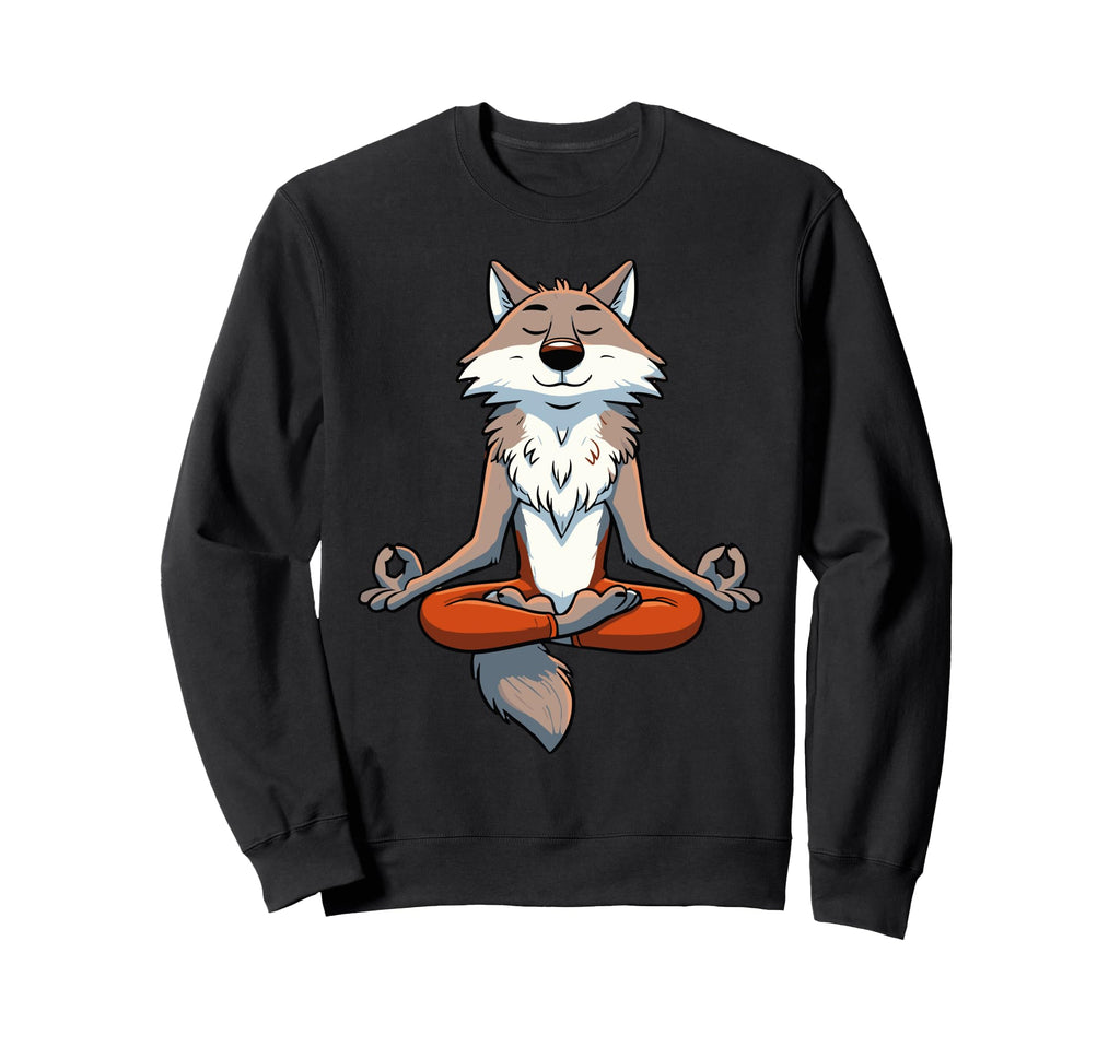 Meditation Wolf Yoga Pose Sweatshirt - Fun Novelty Design Men Women - T-Shirt, Sweatshirt, Hoodie