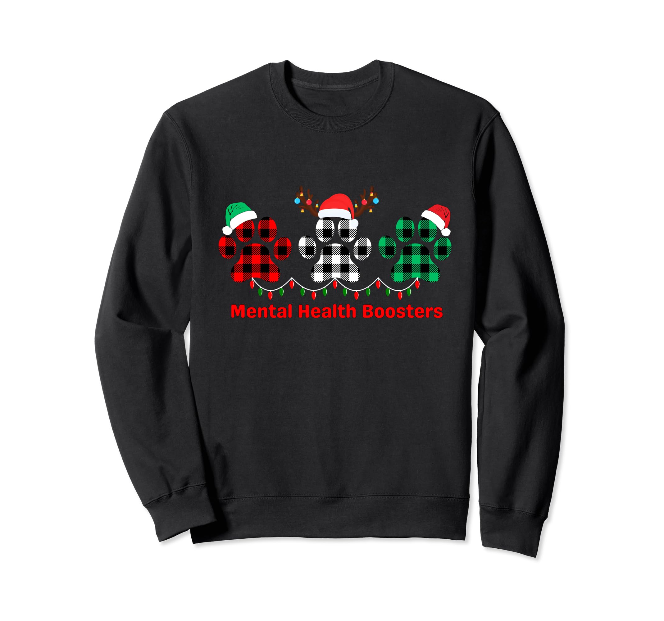 Merry Dog Paws Buffalo Plaid Mental Sweatshirt - Trendy Graphic Unisex - T-Shirt, Sweatshirt, Hoodie