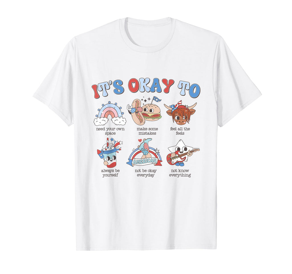 Its Okay To School Counselor 4Th July T-Shirt - Minimalist Print Men Women - T-Shirt, Sweatshirt, Hoodie