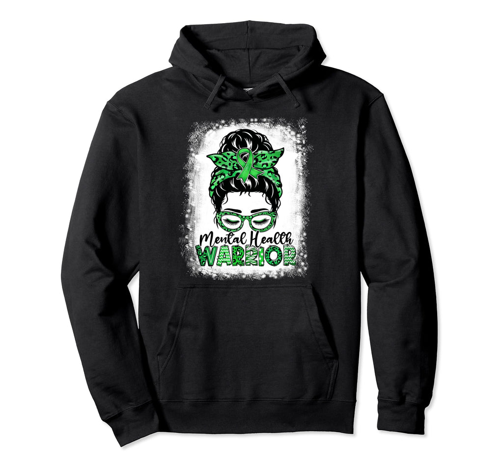 Womens Mental Health Warrior Messy Hoodie - Minimalist Print for Adults - T-Shirt, Sweatshirt, Hoodie
