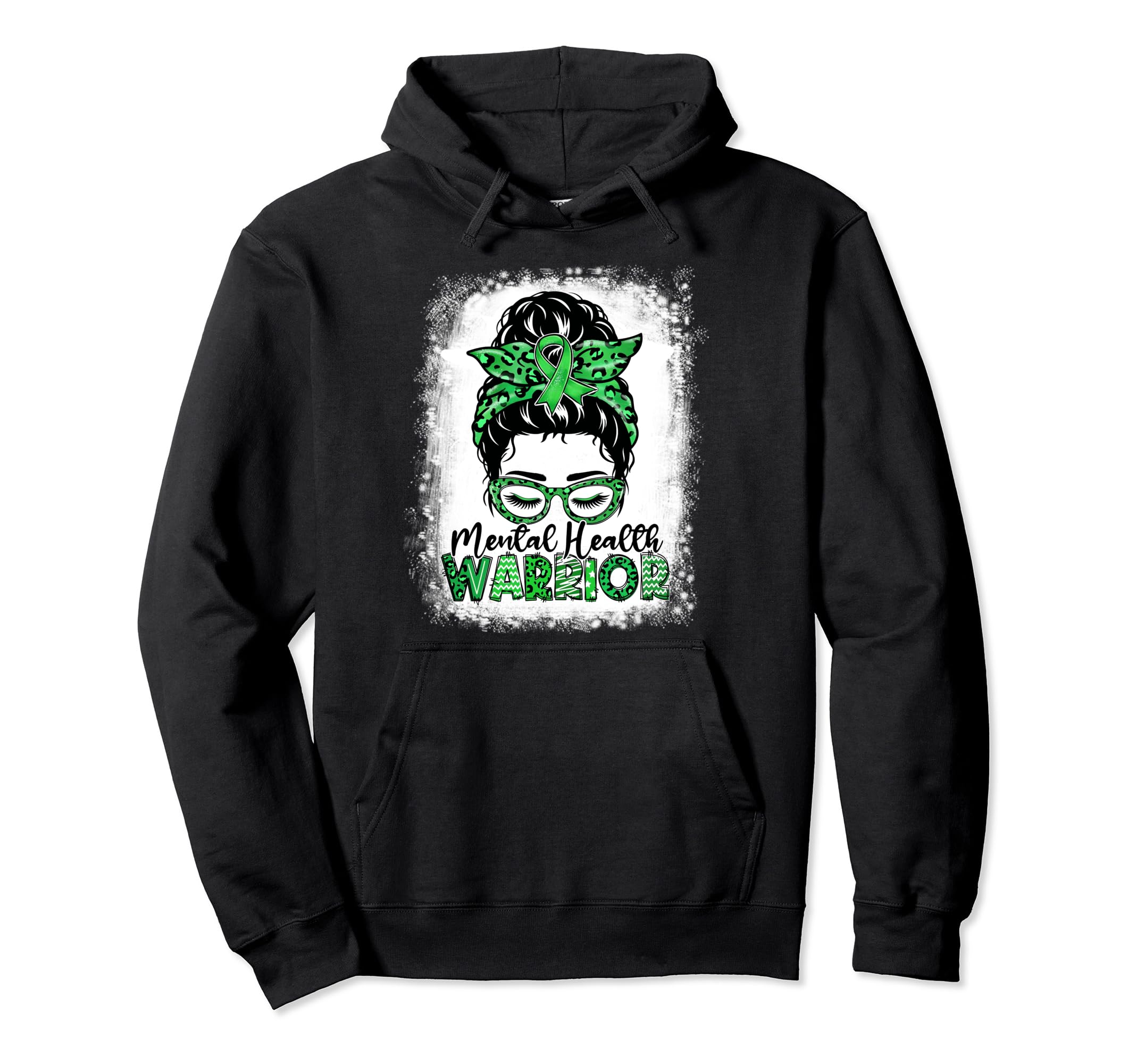 Womens Mental Health Warrior Messy Hoodie - Minimalist Print for Adults - T-Shirt, Sweatshirt, Hoodie