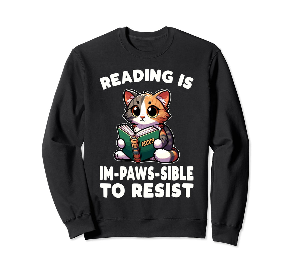 Reading Book Cat Library Reading Sweatshirt - Streetwear Style for Adults - T-Shirt, Sweatshirt, Hoodie