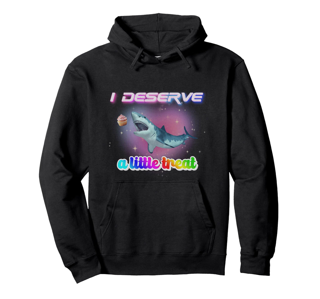 Funny Self Care Shark Cupcake Vaporwave Hoodie - Custom Art Print Unisex - T-Shirt, Sweatshirt, Hoodie