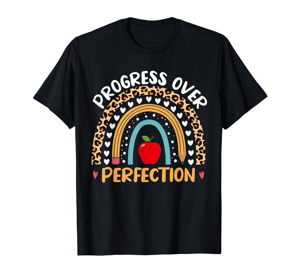 Progress Over Perfection Boho Rainbow T-Shirt - Trendy Graphic Unisex - T-Shirt, Sweatshirt, Hoodie