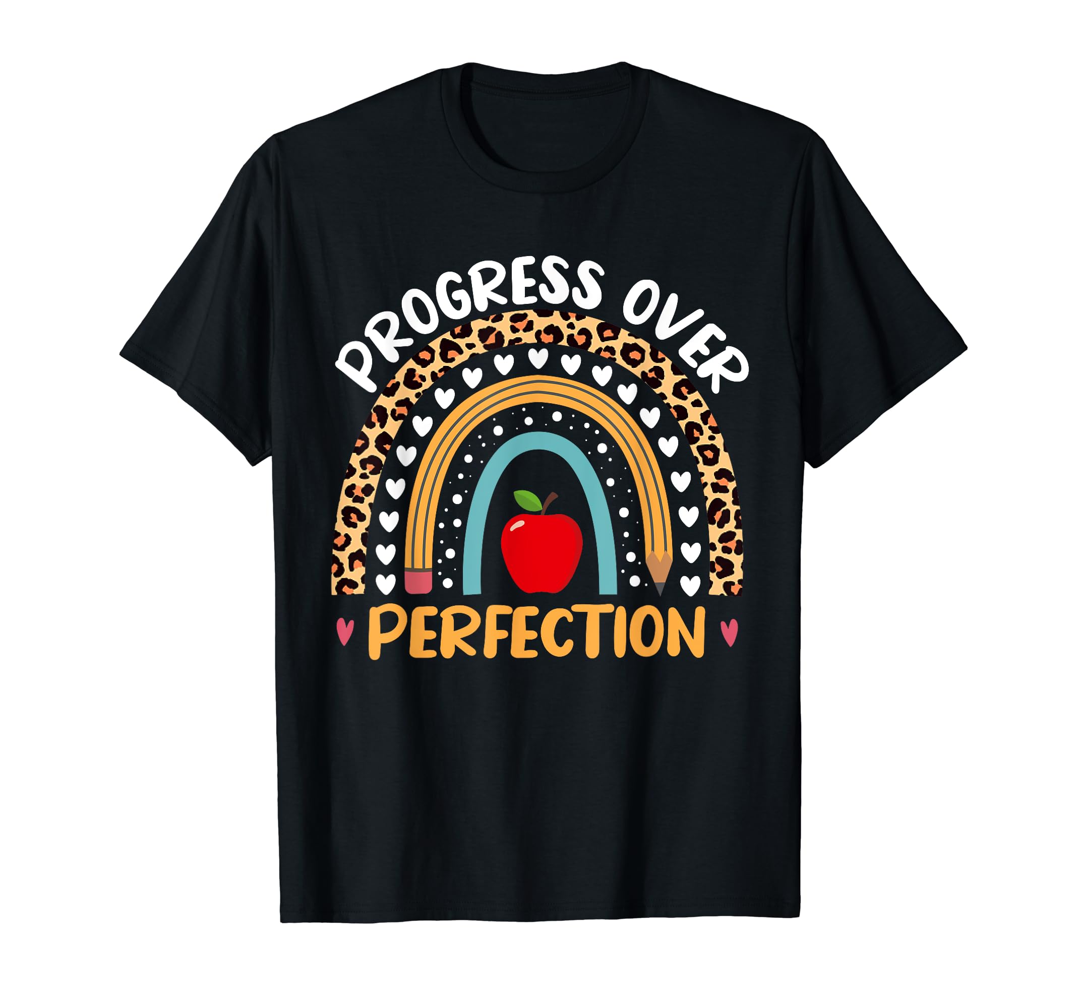 Progress Over Perfection Boho Rainbow T-Shirt - Trendy Graphic Unisex - T-Shirt, Sweatshirt, Hoodie