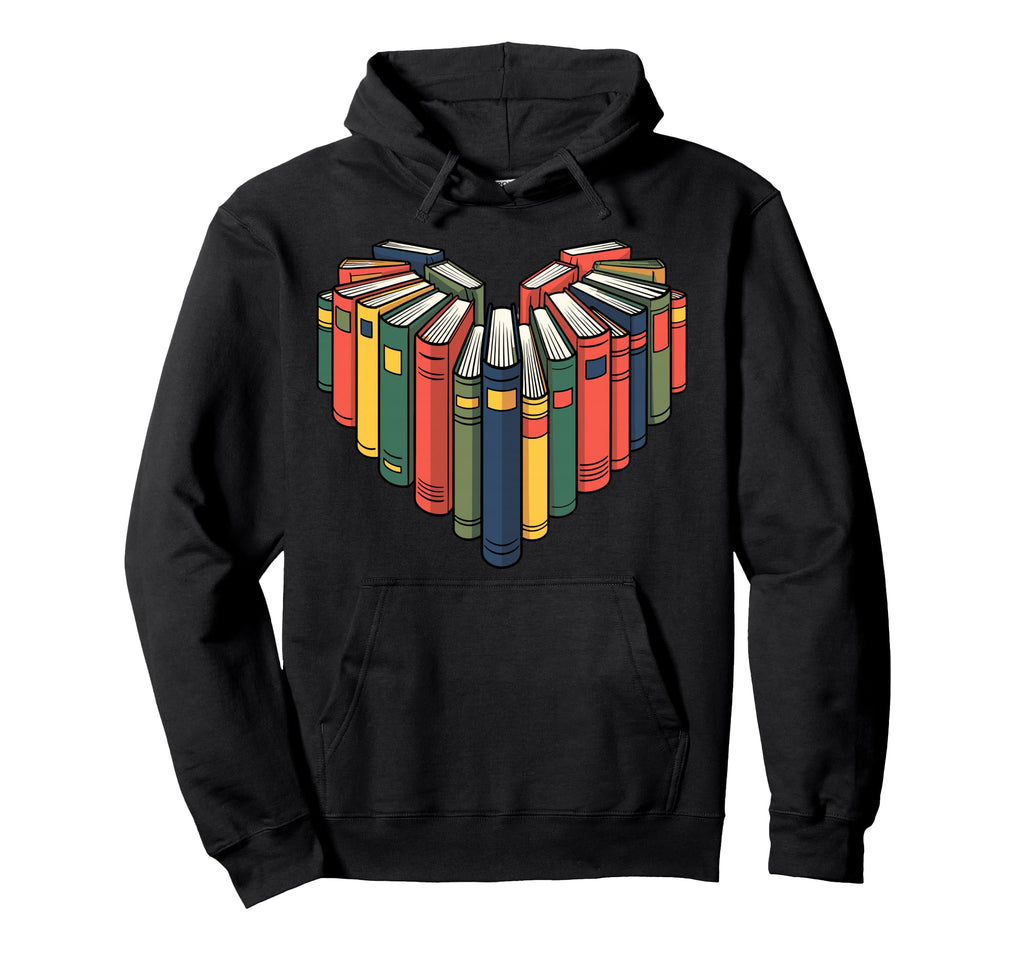 Book Lover Heart Shape Bookish Hoodie - Streetwear Style Men Women - T-Shirt, Sweatshirt, Hoodie