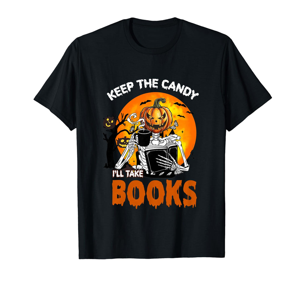 Skeleton Reader Pumpkin Halloween T-Shirt - Trendy Graphic for Adults - T-Shirt, Sweatshirt, Hoodie