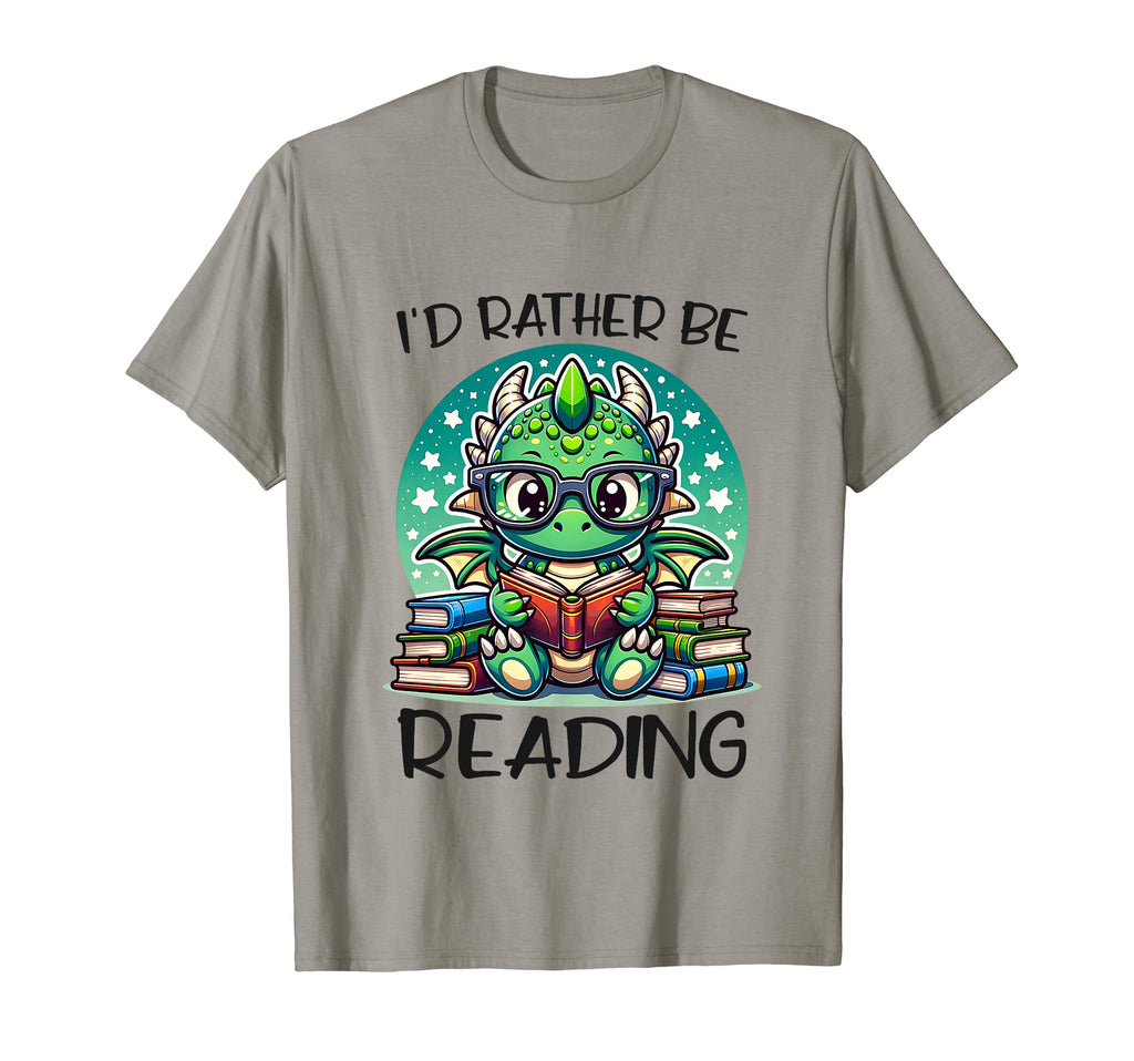 Id Rather Be Reading Book Dragon Bookworm T-Shirt - Minimalist Print Unisex - T-Shirt, Sweatshirt, Hoodie